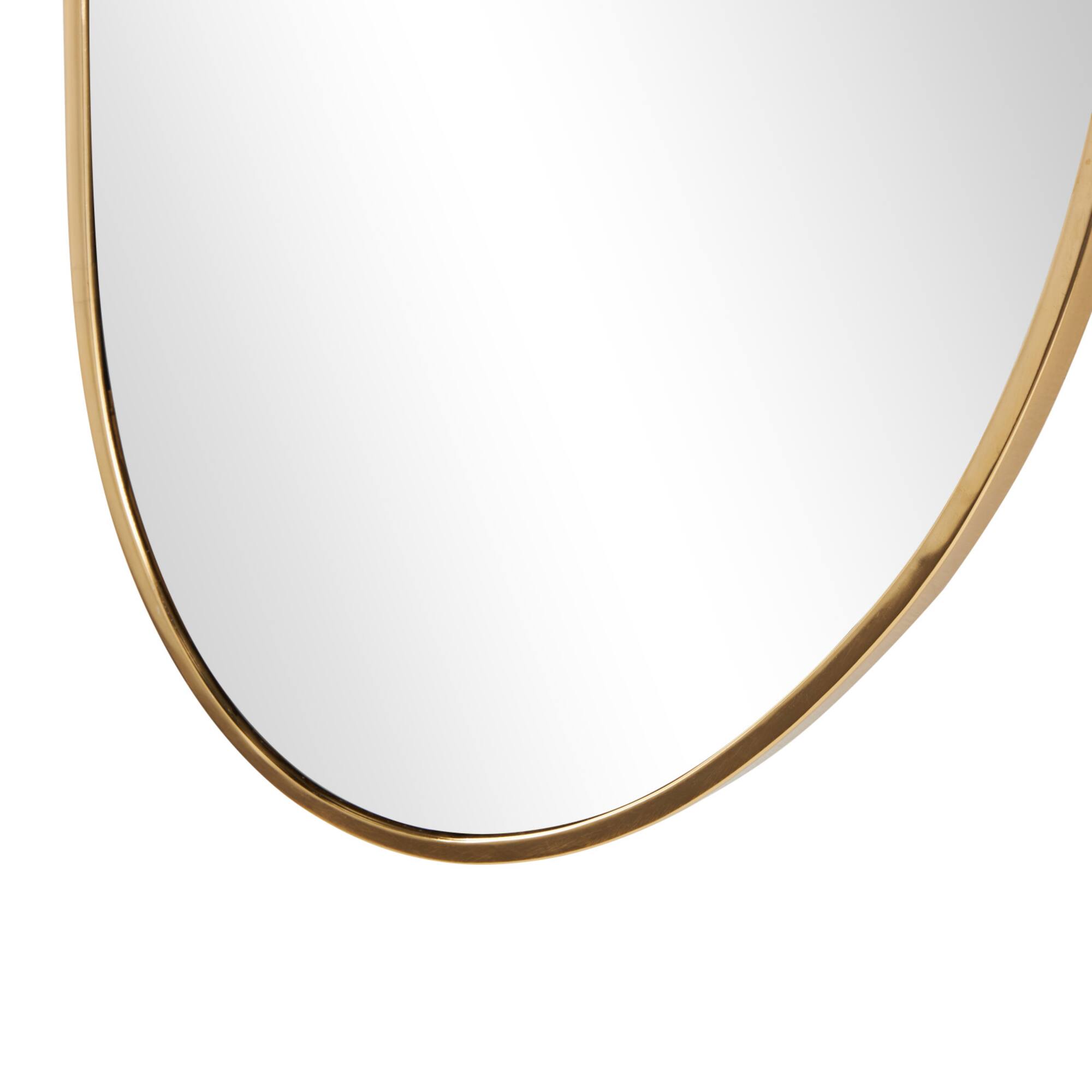 31" x 20" Gold Metal Oval Minimalistic Room Wall Mirror